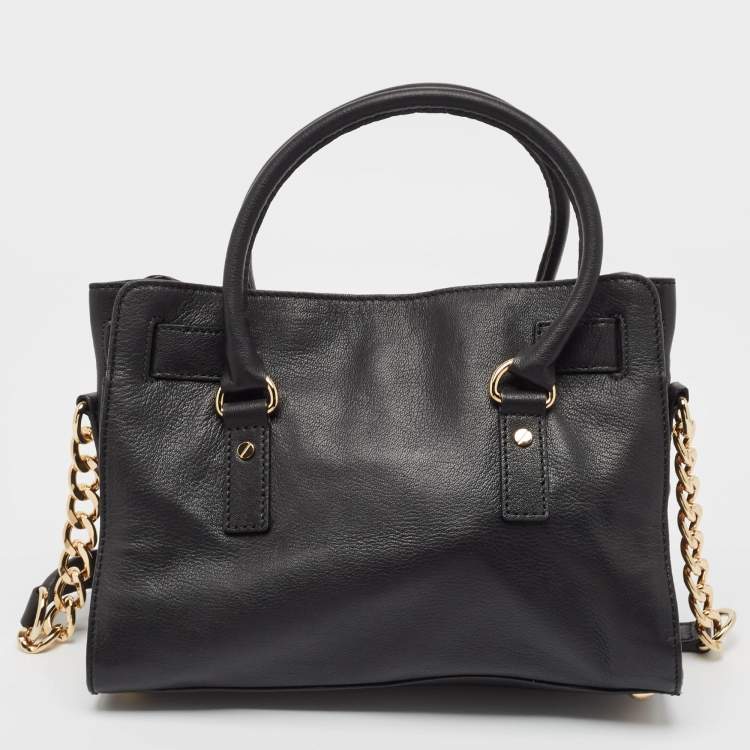 Pre Owned MICHAEL Michael Kors Black Leather Medium Hamilton East West Tote