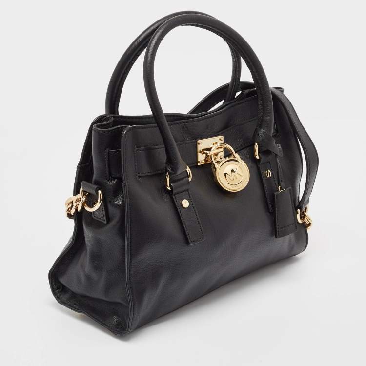 Pre Owned MICHAEL Michael Kors Black Leather Medium Hamilton East West Tote