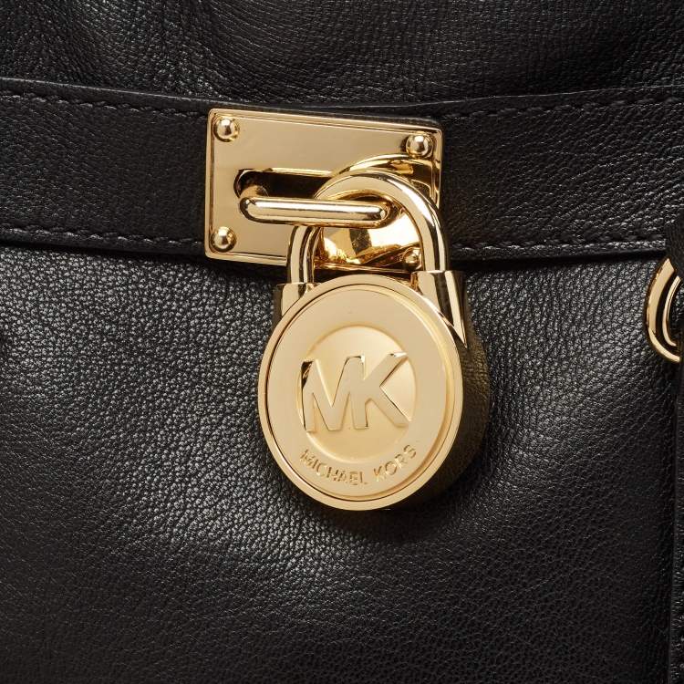 Pre Owned MICHAEL Michael Kors Black Leather Medium Hamilton East West Tote