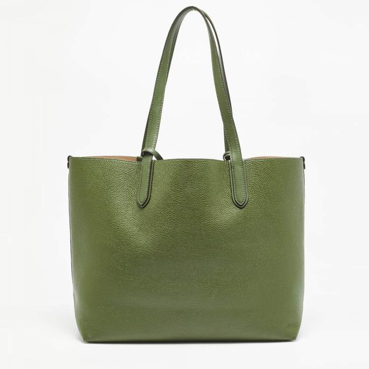 Pre Owned MICHAEL Michael Kors Green Leather XL East West Eliza Tote