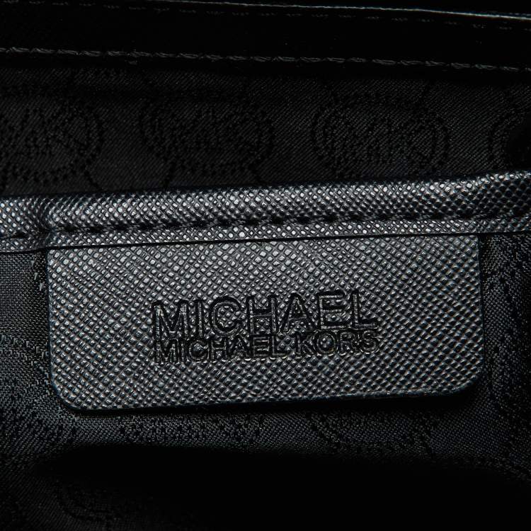 Pre Owned MICHAEL Michael Kors Black Leather Medium Jet Set Top Zip Tote