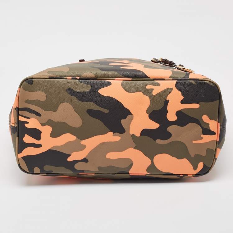 Pre Owned MICHAEL Michael Kors Multicolor Camouflage Leather Large Jet Set Travel Tote