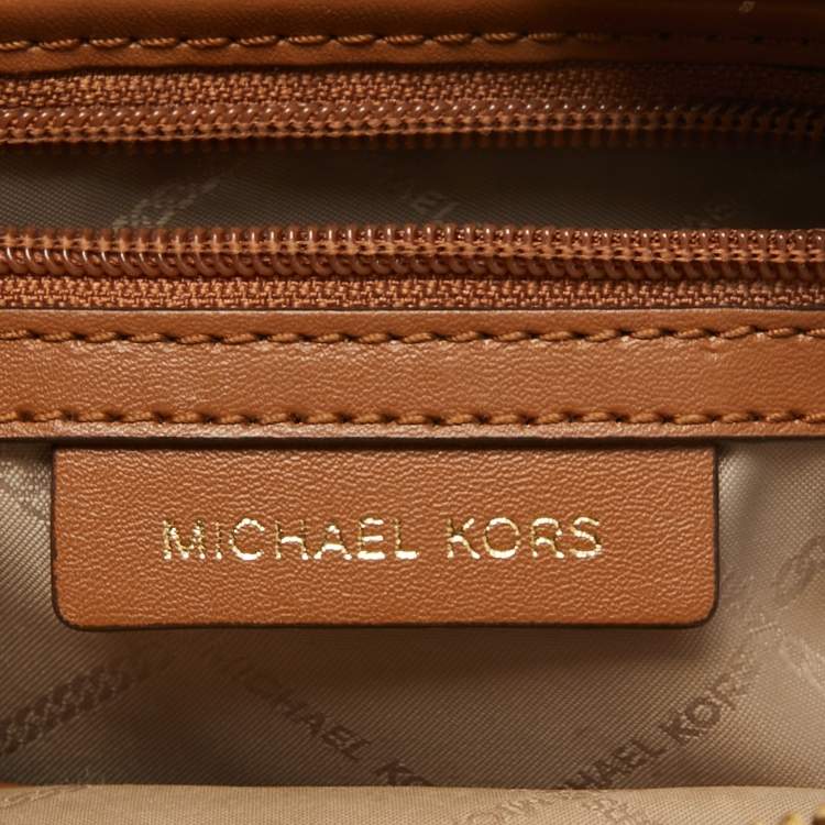 Pre Owned MICHAEL Michael Kors Brown/White Signature Coated Canvas and Leather Valerie Backpack