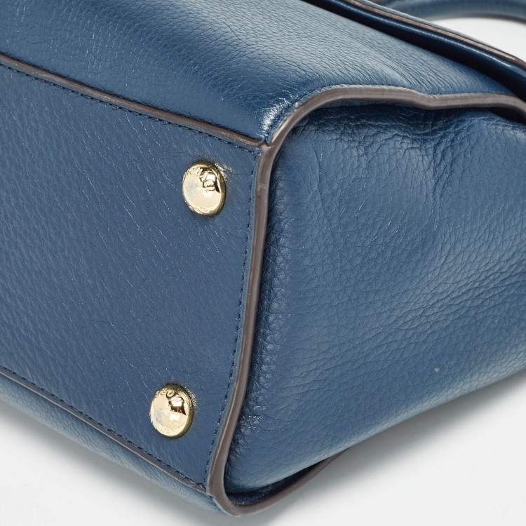 Pre Owned MICHAEL Michael Kors Navy Blue Leather Hudson Satchel