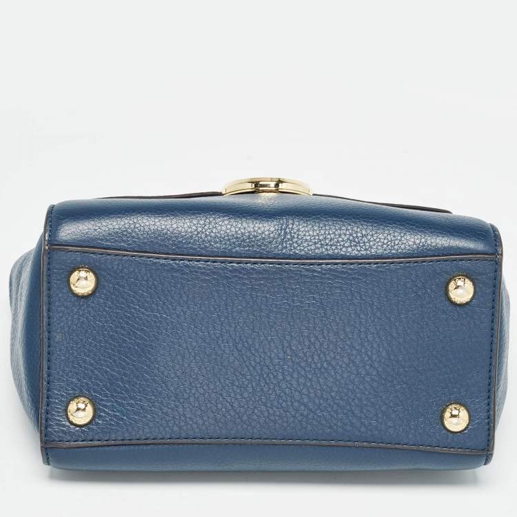 Pre Owned MICHAEL Michael Kors Navy Blue Leather Hudson Satchel