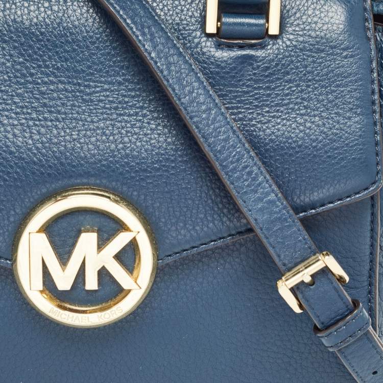 Pre Owned MICHAEL Michael Kors Navy Blue Leather Hudson Satchel