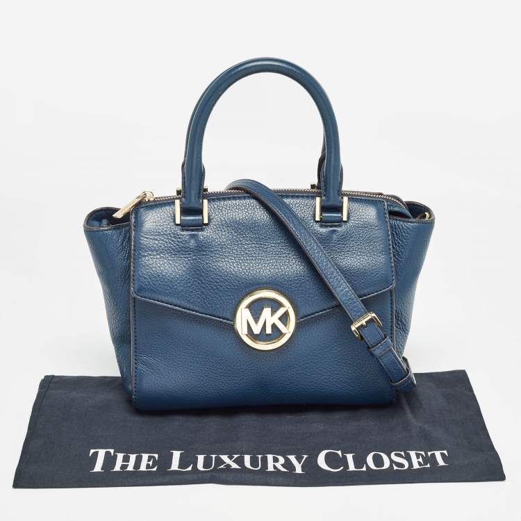 Pre Owned MICHAEL Michael Kors Navy Blue Leather Hudson Satchel