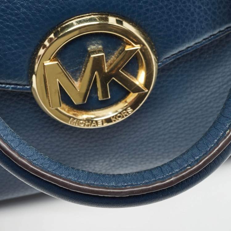 Pre Owned MICHAEL Michael Kors Navy Blue Leather Hudson Satchel
