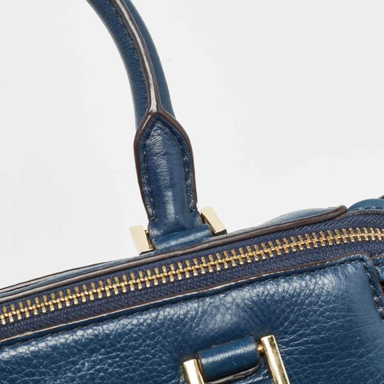 Pre Owned MICHAEL Michael Kors Navy Blue Leather Hudson Satchel