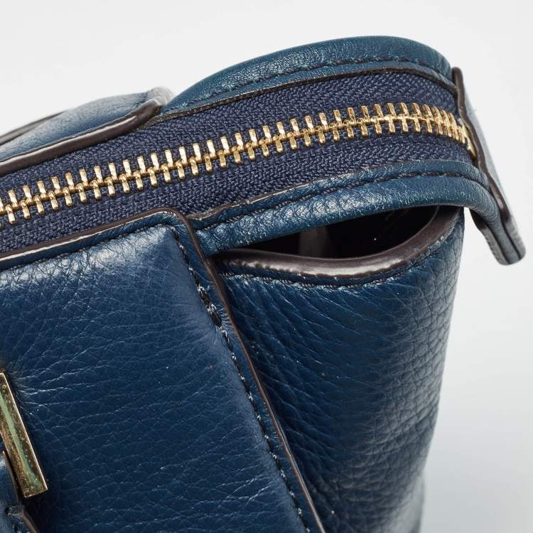Pre Owned MICHAEL Michael Kors Navy Blue Leather Hudson Satchel