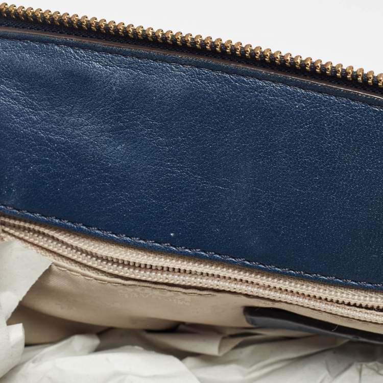 Pre Owned MICHAEL Michael Kors Navy Blue Leather Hudson Satchel