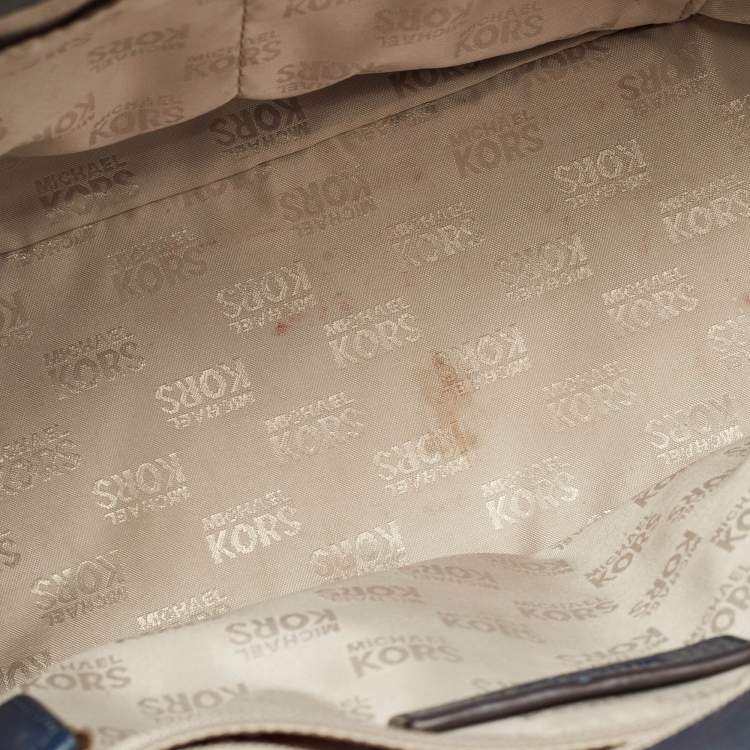 Pre Owned MICHAEL Michael Kors Navy Blue Leather Hudson Satchel