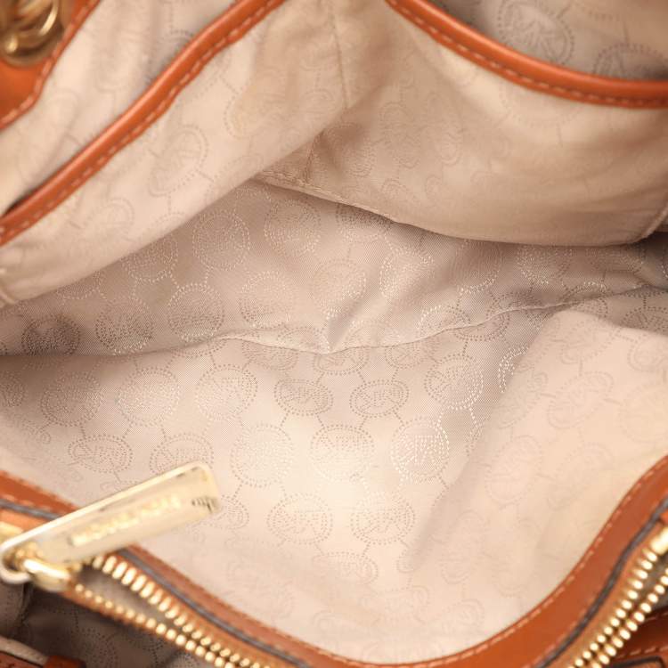 Pre Owned MICHAEL Michael Kors Brown Signature Coated Canvas Medium Cynthia Tote