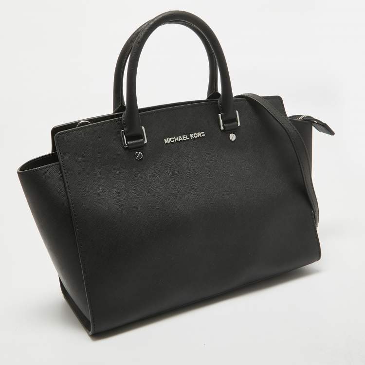 Pre Owned MICHAEL Michael Kors Black Leather Large Selma Satchel