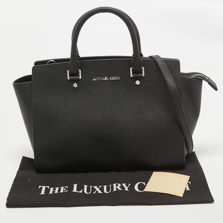 Pre Owned MICHAEL Michael Kors Black Leather Large Selma Satchel