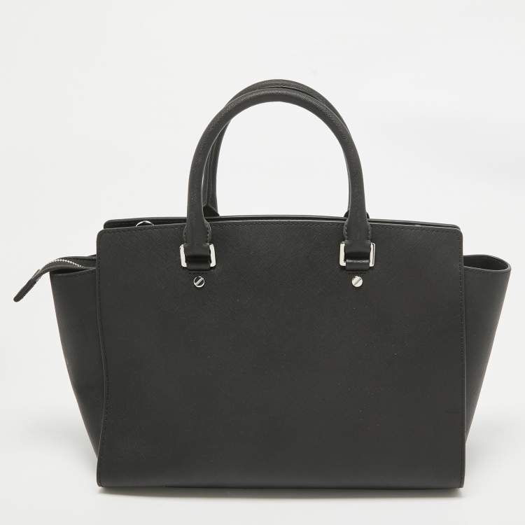 Pre Owned MICHAEL Michael Kors Black Leather Large Selma Satchel