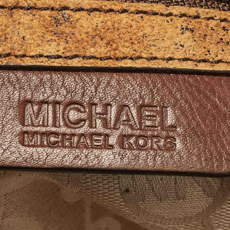 Pre Owned MICHAEL Michael Kors Tan/Black Alcantara East/West Hamilton Satchel
