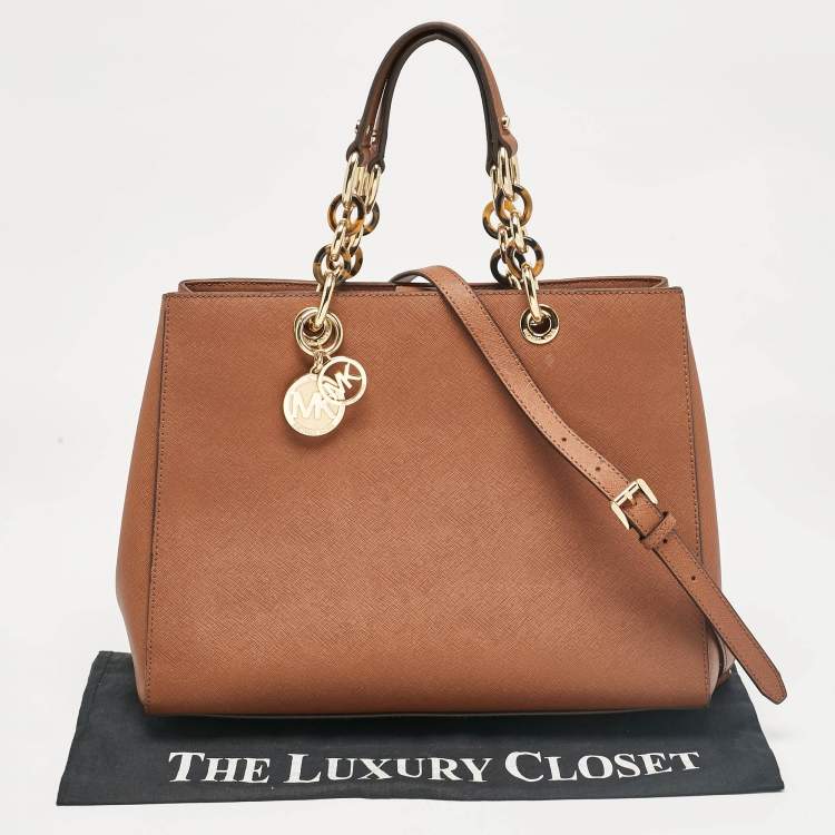 Pre Owned MICHAEL Michael Kors Brown Leather Large Cynthia Tote