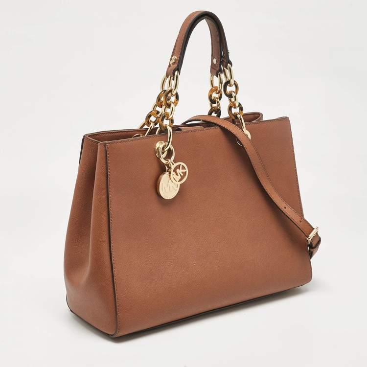 Pre Owned MICHAEL Michael Kors Brown Leather Large Cynthia Tote