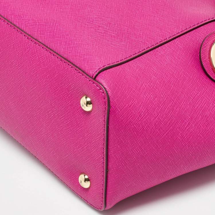 Pre Owned MICHAEL Michael Kors Fuchsia Leather Jet Set Top Zip Tote