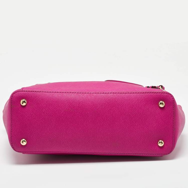 Pre Owned MICHAEL Michael Kors Fuchsia Leather Jet Set Top Zip Tote
