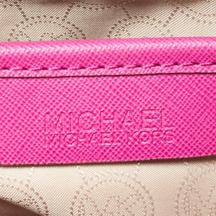 Pre Owned MICHAEL Michael Kors Fuchsia Leather Jet Set Top Zip Tote