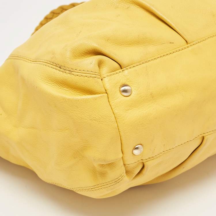 Pre Owned MICHAEL Michael Kors Yellow Leather Braided Drawstring Shoulder Bag