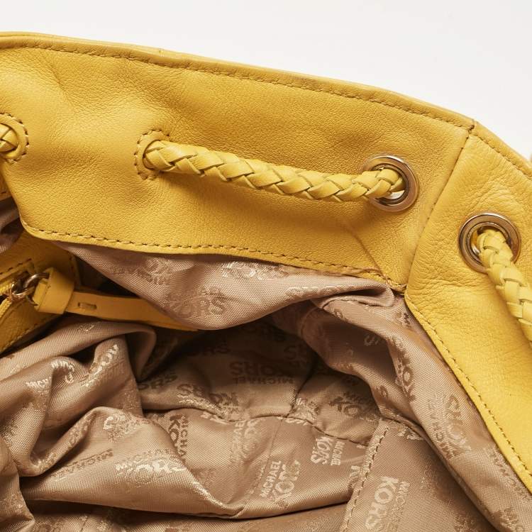 Pre Owned MICHAEL Michael Kors Yellow Leather Braided Drawstring Shoulder Bag