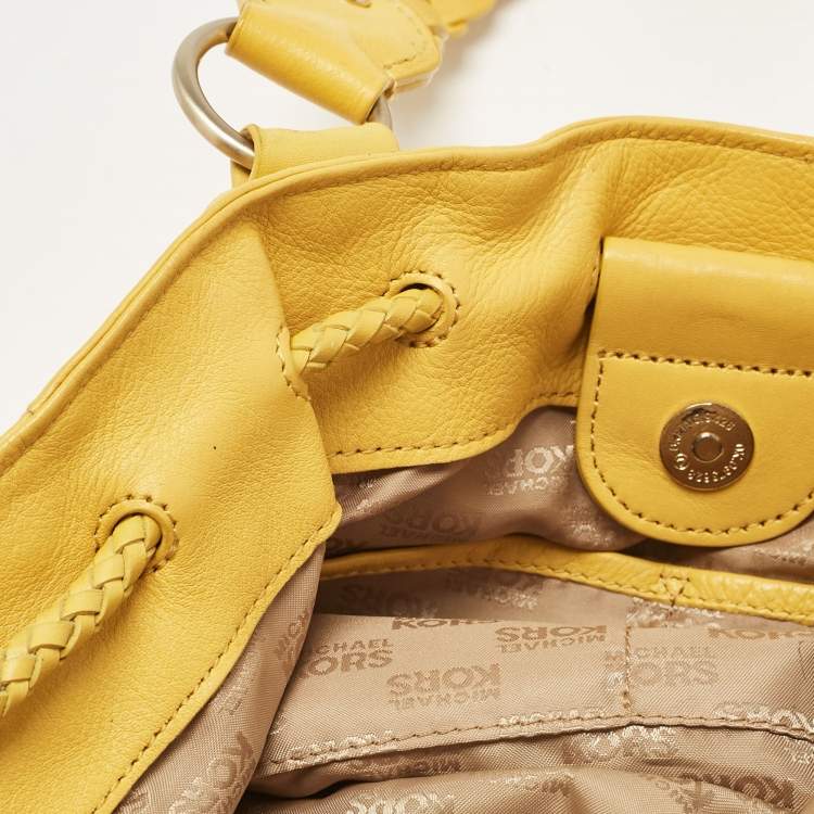 Pre Owned MICHAEL Michael Kors Yellow Leather Braided Drawstring Shoulder Bag