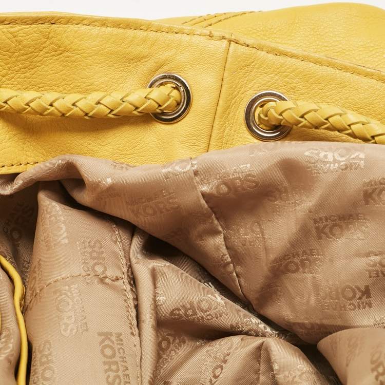 Pre Owned MICHAEL Michael Kors Yellow Leather Braided Drawstring Shoulder Bag