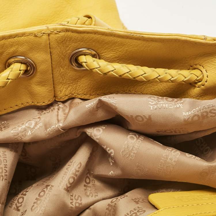 Pre Owned MICHAEL Michael Kors Yellow Leather Braided Drawstring Shoulder Bag