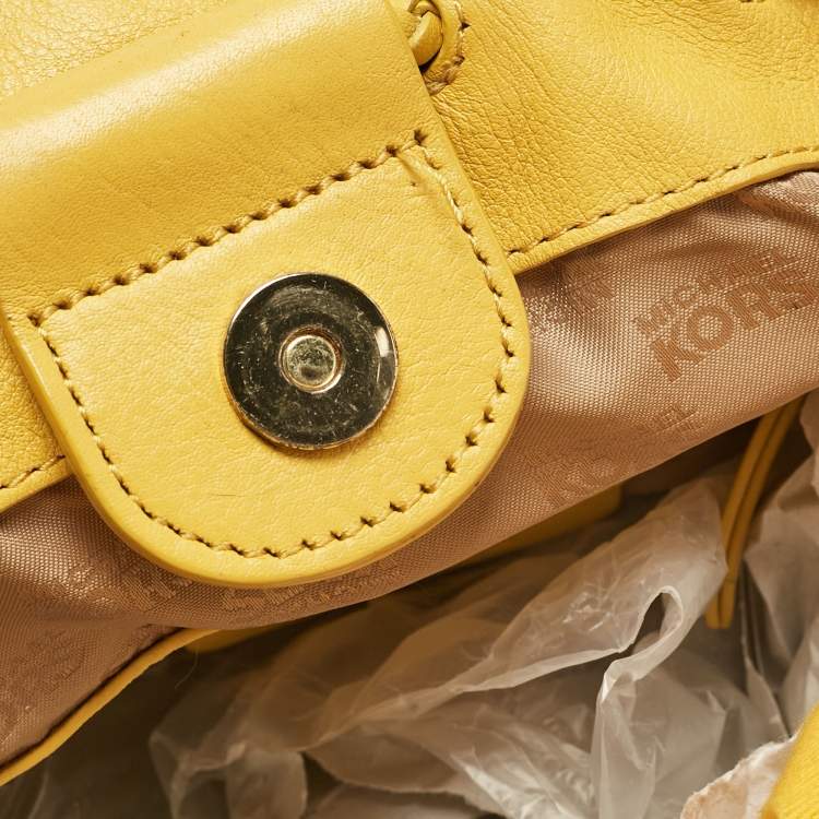 Pre Owned MICHAEL Michael Kors Yellow Leather Braided Drawstring Shoulder Bag