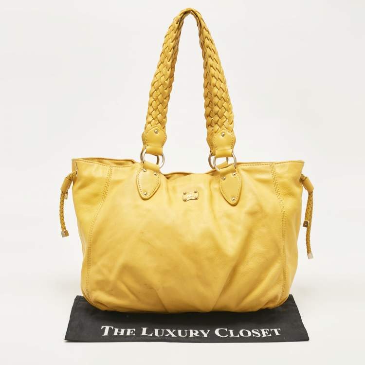 Pre Owned MICHAEL Michael Kors Yellow Leather Braided Drawstring Shoulder Bag