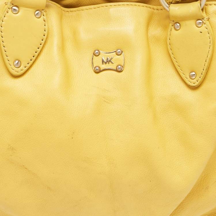 Pre Owned MICHAEL Michael Kors Yellow Leather Braided Drawstring Shoulder Bag