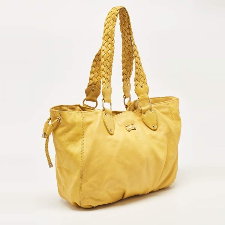 Pre Owned MICHAEL Michael Kors Yellow Leather Braided Drawstring Shoulder Bag