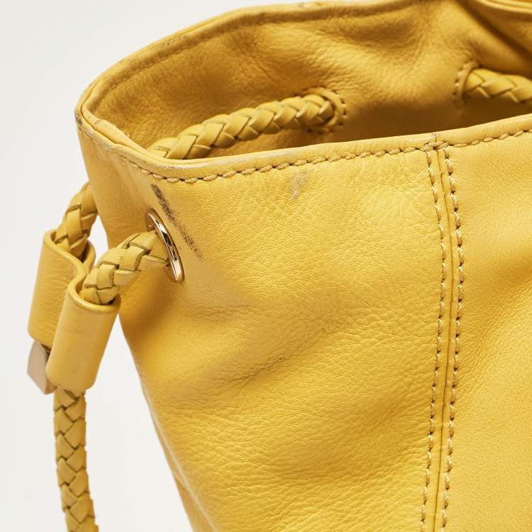 Pre Owned MICHAEL Michael Kors Yellow Leather Braided Drawstring Shoulder Bag