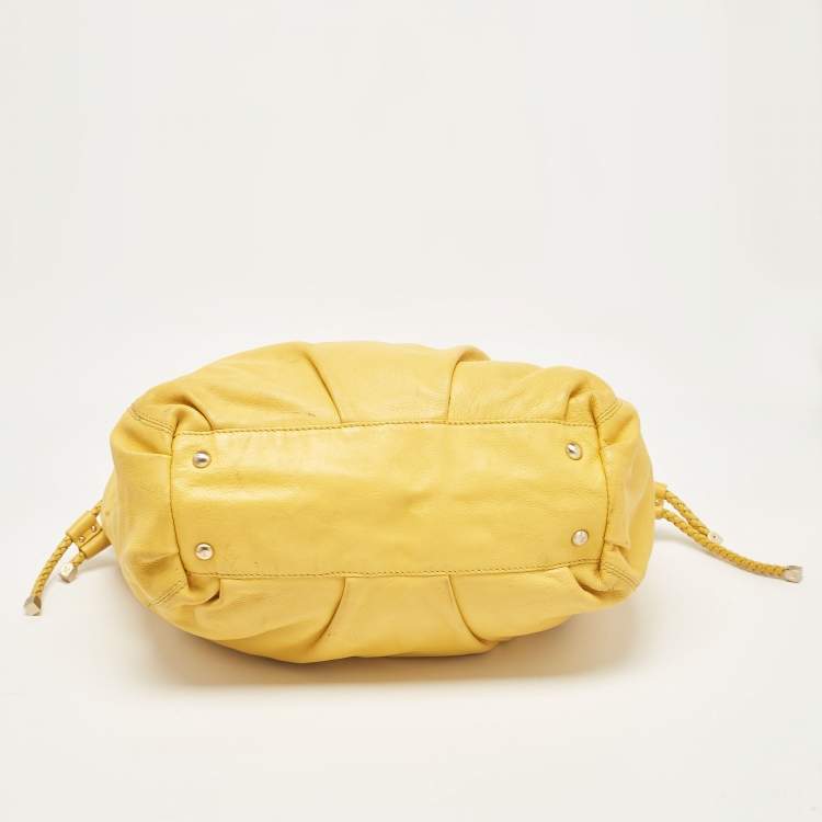 Pre Owned MICHAEL Michael Kors Yellow Leather Braided Drawstring Shoulder Bag