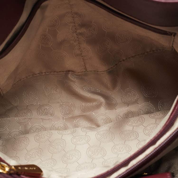 Pre Owned Michael Michael Kors Burgundy Leather Large East West Hamilton Tote