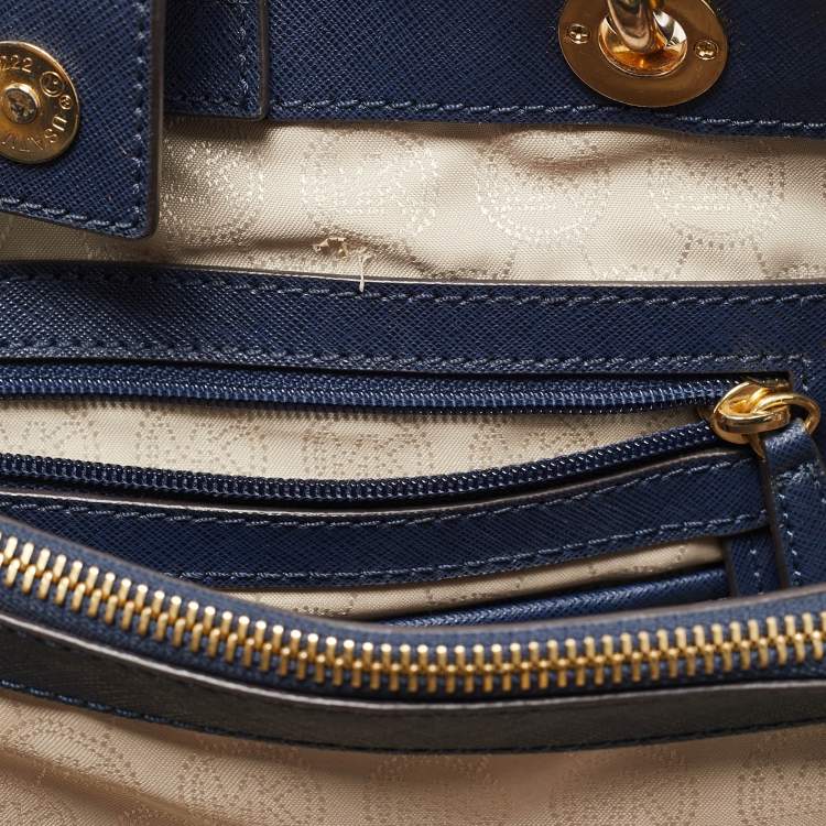 Pre Owned MICHAEL Michael Kors Navy Blue Leather Cynthia Tote