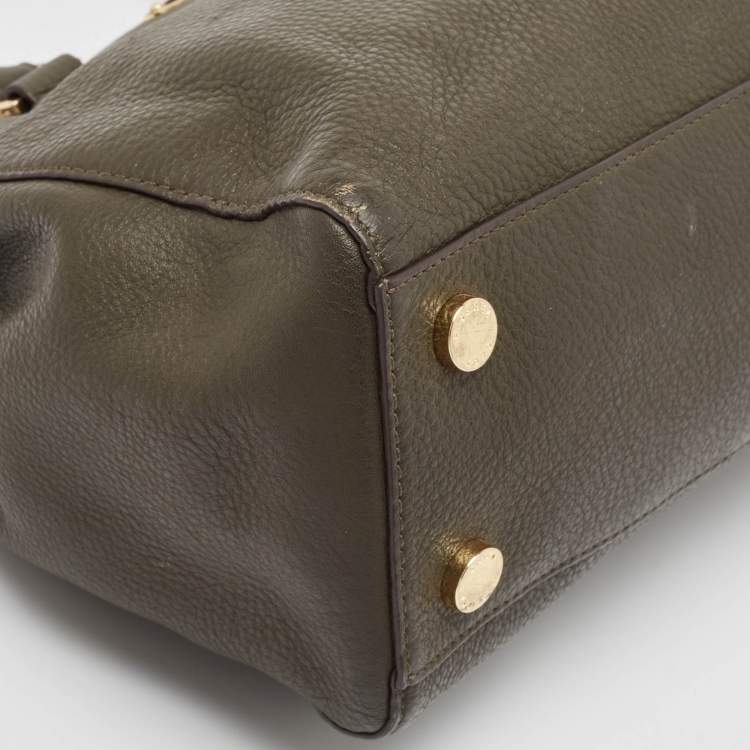 Pre Owned MICHAEL Michael Kors Green Leather Logo Tote