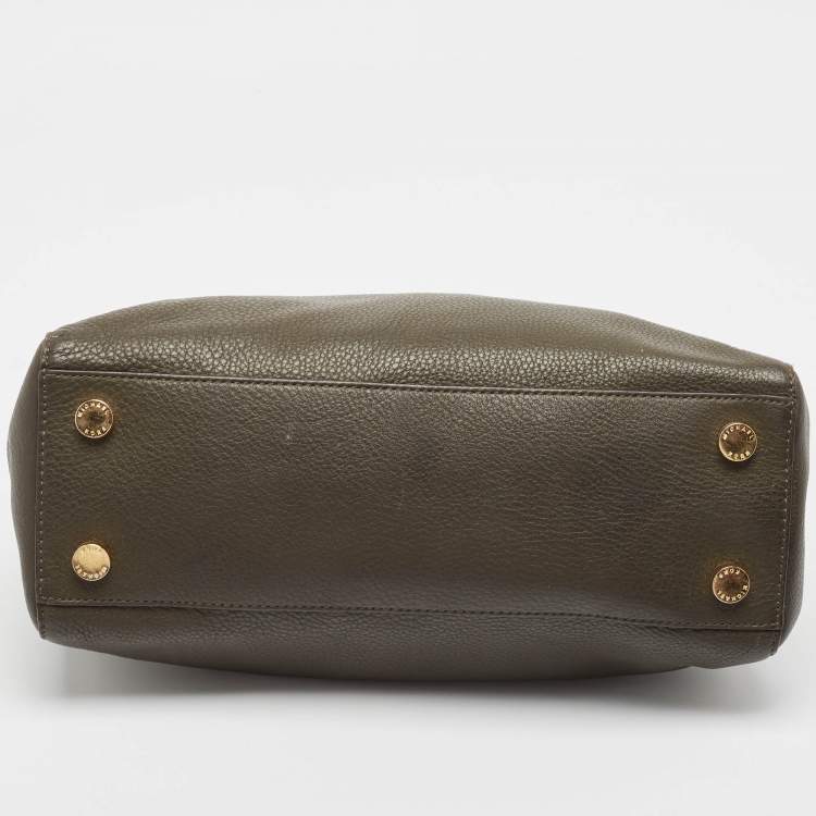 Pre Owned MICHAEL Michael Kors Green Leather Logo Tote