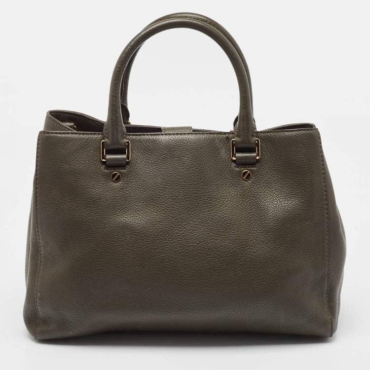Pre Owned MICHAEL Michael Kors Green Leather Logo Tote