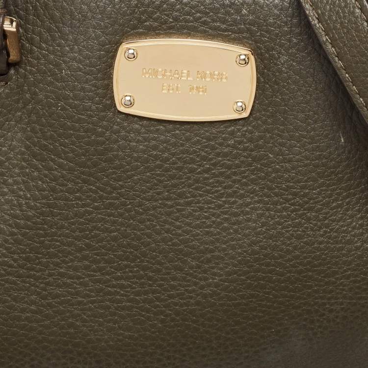 Pre Owned MICHAEL Michael Kors Green Leather Logo Tote