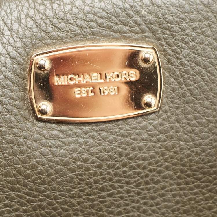 Pre Owned MICHAEL Michael Kors Green Leather Logo Tote