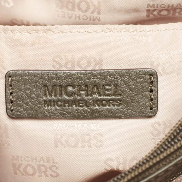 Pre Owned MICHAEL Michael Kors Green Leather Logo Tote
