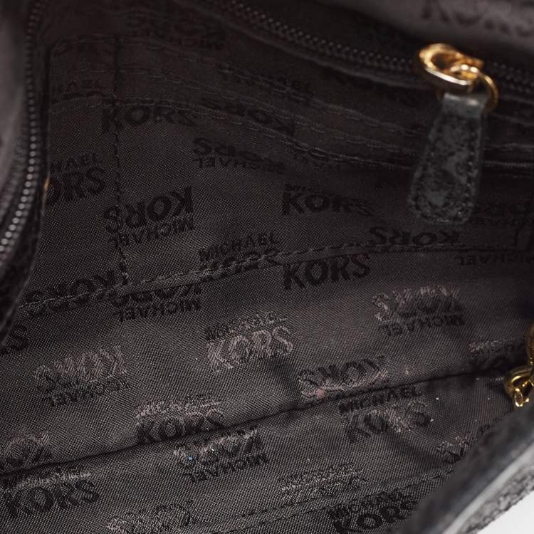 Pre Owned MICHAEL Michael Kors Black Python Embossed Leather Turnlock Chain Bag