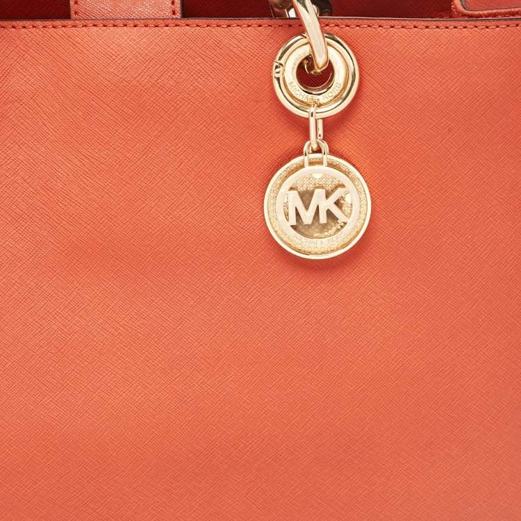 Pre Owned MICHAEL Michael Kors Orange Leather Cynthia Tote