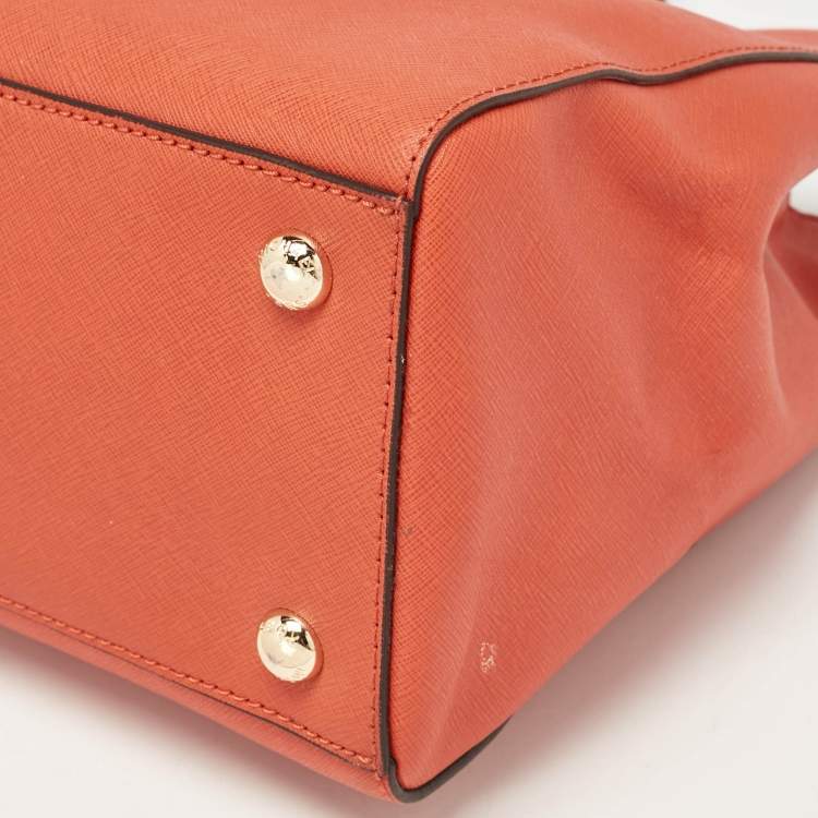Pre Owned MICHAEL Michael Kors Orange Leather Cynthia Tote