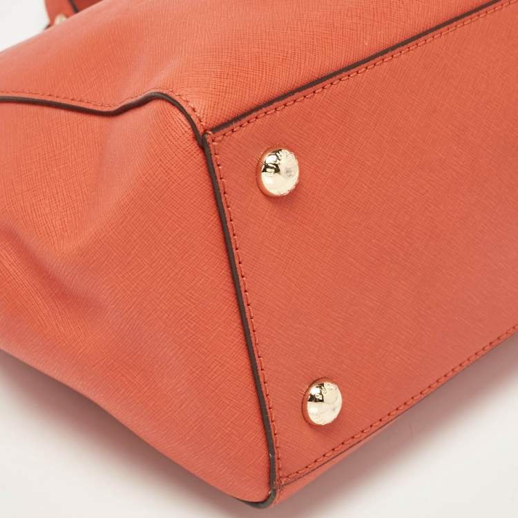 Pre Owned MICHAEL Michael Kors Orange Leather Cynthia Tote