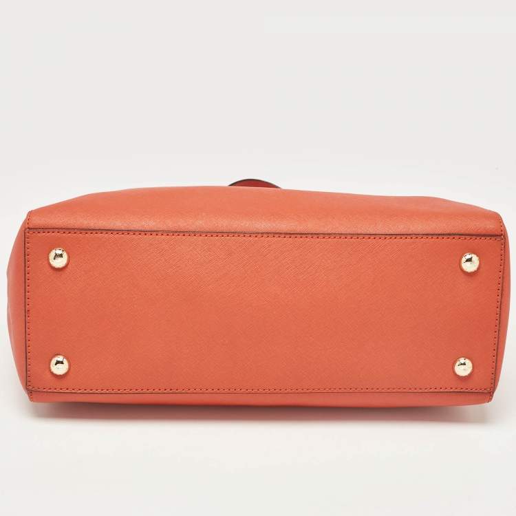 Pre Owned MICHAEL Michael Kors Orange Leather Cynthia Tote